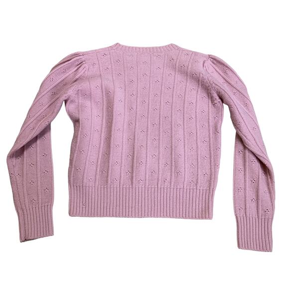 Vintage Baby Pink Knit Patterned Crewneck Cottage Pullover Jumper Sweater - Picture 4 of 4